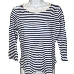 Poetry Womens Blue White Striped 100% Linen Top Sz 6 Parisian  Nautical Coastal